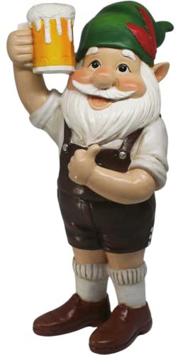 Gerhard Gardner Nain de jardin amusant pour l'extérieur | Nain de jardin dans un pantalon en cuir | Taille 30 cm | Figurines de jardin | Décoration de jardin | Figurines pour maison, cour ou balcon |