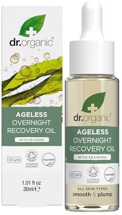 Dr Organic Ageless Overnight Recovery Oil with Organic Seaweed, Moisturising, Fine Lines, Wrinkles, Natural, Vegan, Cruelty-Free, Paraben & SLS-Free, Recycled& Recyclable, Certified Organic, 30ml