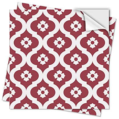 Alwayspon Adesivo per piastrelle, adesivo marocchino rosso per trasferimento, adesivo marocchino per bagno, cucina, paraspruzzi per cucina, adesivo per piastrelle in vinile, 10 pezzix15 cm