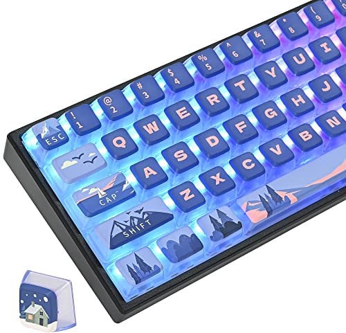 Polar Region ASA Custom keycaps ,118 Keys Double-Shot Key Cap Set for Cherry/Gateron MX switches 60 Percent / 64/61 Gaming Mechanical Keyboard(Polar Region Blue)
