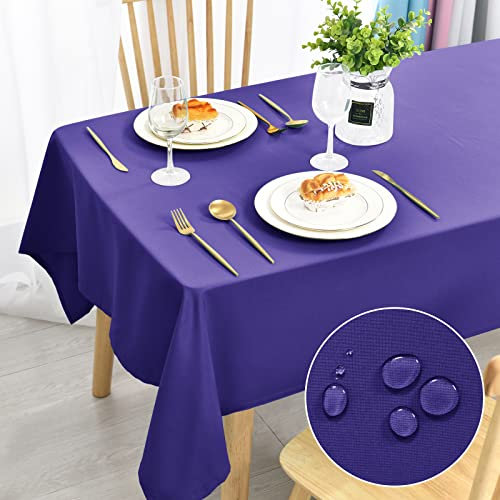 DWCN Lila Tischdecke Fleckschutz Abwaschbar Tischwäsche Wasserdicht Tischtuch für Esszimmer, Garten, Party, Hochzeiten oder Haushalt,110x140cm
