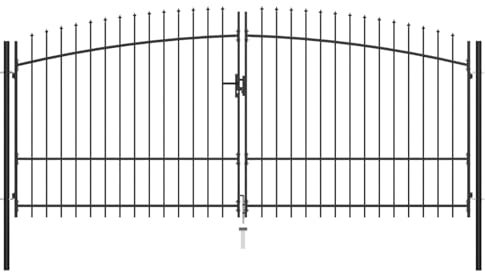 ZEYUAN Puerta Doble para Valla con Puntas de Lanza, Puertas Metalicas Exterior, Puerta Jardin, Valla De Jardin, Puerta De Jardín, 400x225 cm
