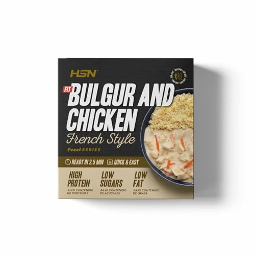 Plato Preparado Fit Bulgur con Pollo en Salsa de Mostaza estilo Francés de HSN | 420 gramos | Listo para Calentar y Tomar | Alto en Proteínas, Bajo en calorías | Comida Sana y Rica