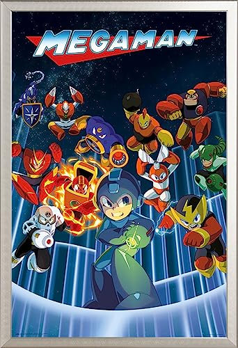 empireposter Mega Man - Characters - Film Poster Plakat - 61x91,5 cm + Wechselrahmen, Shinsuke® Maxi Aluminium Silber, Acryl-Scheibe