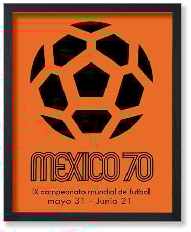 Poster Master Sports Poster - Retro Advertising Print - World Cup 1970, Mexico, Soccer Ball, Orange, Minimalist - 8x10 UNFRAMED Wall Art - Gift for Athlete, Friend - Wall Decor for Home, Office, Gym