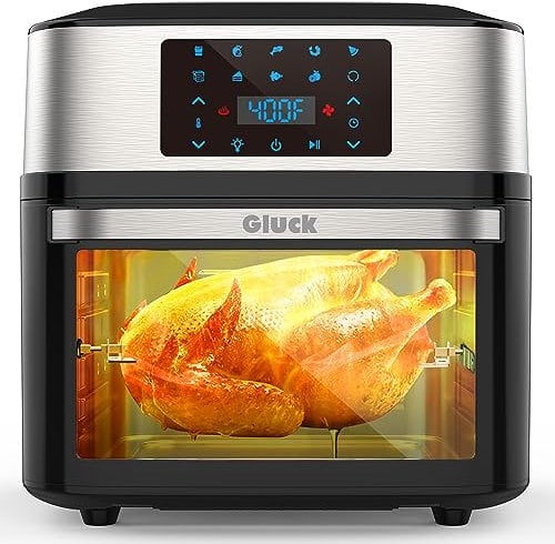 Air Fryer Oven Large 20 QT, 10-in-1 Toaster Oven Air Fryer Combo with Window for Family, Airfryer Oven with Rotisserie, 3 Dehydrating Racks, ETL Certified