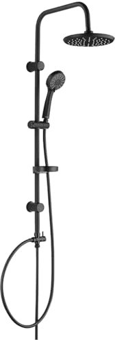 KOLMAN Duscharmatur Set Regendusche Schwarz CENTO Handbrause, Kopfbrause, Duschsystem Brausegarnitur (Schwarz)