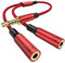 MOSWAG Cable Audio jack 3.5 Macho, Micrófono Masculino TRRS de 3,5 mm a Micrófono femenino de Duplicador Jack 3.5 mm 1 Macho a 2 Hembra audio para teléfonos inteligentes, juegos,Tablet, MP3