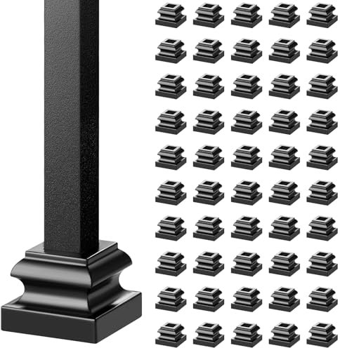 VEVOR Sabots de Garde-corps Carrés 50PCS Base Support de Balustre en Alliage d'Aluminium Plate avec Trous de Vis pour Balustrades Rampes d'Escalier 12,7 mm en Métal Jointures Torsadées, Noir Satiné