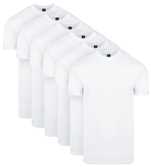 Suitable Obra Herren T-Shirts – Vorteilspack mit 6 Weißen Basics - Hoher Rundhalsausschnitt – Aus Bio-Baumwolle - Regular-fit