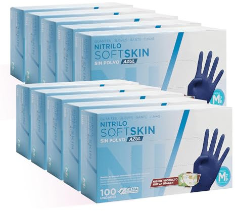 COM-FORT HOUSE - Guantes nitrilo desechables - Color Azul- Colección Softskim - Guantes de Látex sin Polvo - Disponible en tallas XS, S, M, L, XL