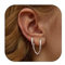 Adramata Ohrringe Silber 925 für Damen Mädchen 14K Vergoldet Doppel Piercing Ohrstecker Creolen mit Kette, Hypoallergen Zirkonia Ohrring Silber Hängend für Mehrere Ohrlöcher (2 Stück)