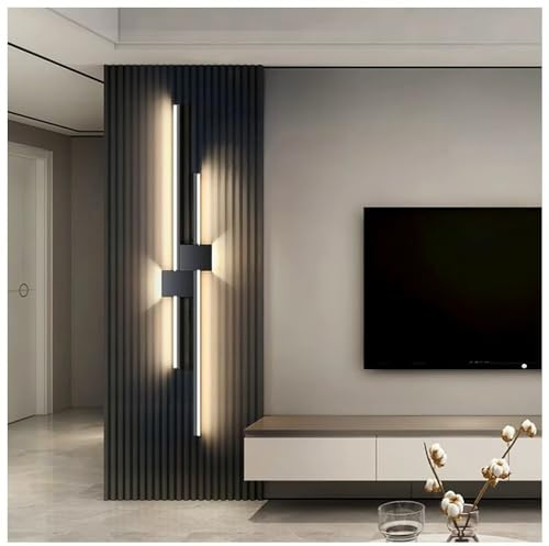 RUIFANLT Lange Wandleuchte Innen Wandlampe LED Schwarz Lineare Wandleuchte 80CM Modern 24W 3000K Wohnzimmerlampe Wand Up Down Treppenhauslampe Wandbeleuchtung für Schlafzimmer Badezimmer Korridor