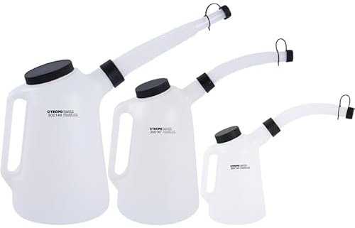 TECPO Lot de 3 carafes d'huile 1 l, 3 l, 5 l, doseur pour voiture