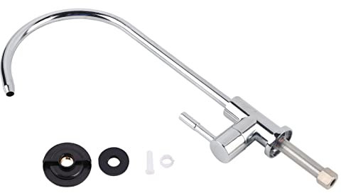 Robinet Filtre à Eau Rotation à 360 Degrés, 1/4'' Robinet d'eau à Col de Cygne Robinet Osmose Inverse RO en Alliage de Zinc Chrome pour l'évier de Cuisine le Balcon et la Maison