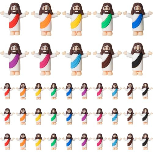 ARCHCRTC Kleine Jesus-Figuren, Miniatur-Figuren, religiöse Christus-Rettlerpuppe zum Verstecken, Sonntag, Ostereier, Taufgeschenk (40, mehrfarbig)