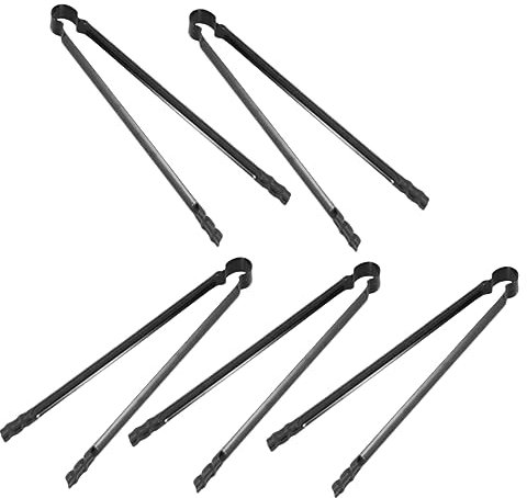 CIYODO 5 Stück Grillzangen Holzbriketts Zange aus Metall Verlängerte Kohlezange für Camping Kamin Vielseitiges Grill und Feuerzubehör für Sicheres Nachlegen