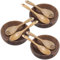 SEUNMUK 3 Pack Large Rustic Acacia Wood Salad Bowl Set, 22x7.5cm, Handcrafted Wooden Salad Bowl and Servers for Salads, Fruits, Vegetables, Oatmeal, Decorative