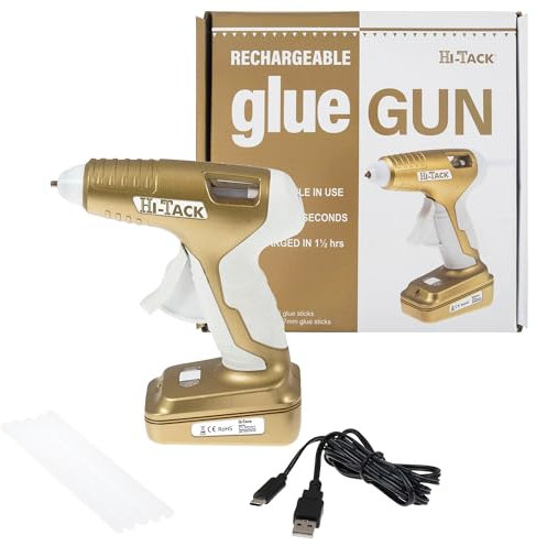 HI-TACK Hot Glue Melt Gun, Fine Tip, Rapid Heat, High Temperature, DIY, Art, Craft, Repairs, Cards - 10-20 Watt Cordless