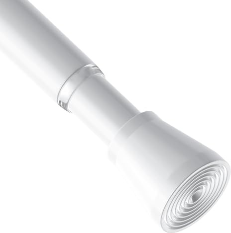 AIZESI Spring Tension Rods Adjustable Tension Curtain Rod Small Tension Rod No Drilling Expandable Spring Loaded Curtain Tension Rod?White,45 to 77-1Pcs)