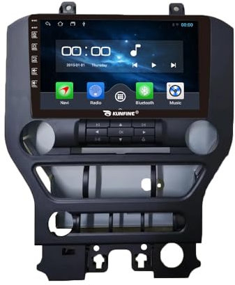 Kunfine Car CarPlay Android Auto Navigation Stereoanlage GPS Radio Rückfahrkamera Display 9 IPS Touchscreen Haupteinheit Tablet Pad Media Player für Ford Mustang 2015-2020 Basic, Quad Core 2G+64G