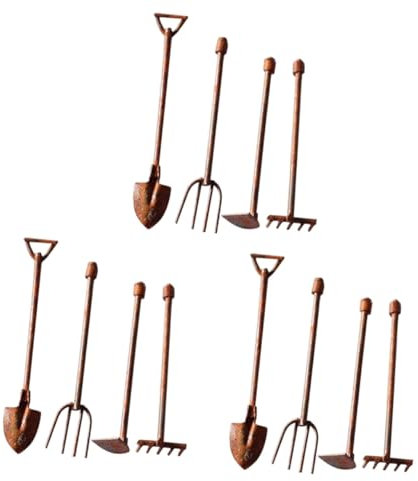 Kisangel 3 Set Di Mini Attrezzi Da Giardino in Metallo Con Design Vintage Decorazioni Per Forniture 4 Pezzi * 3