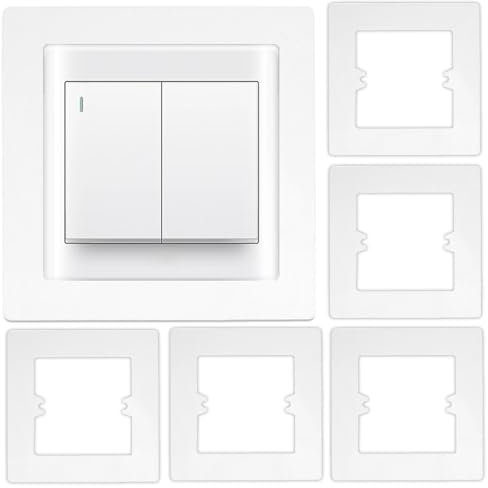 6-Pack Finger Plate Surround Covers for Single Light Switch 1 Gang Wall Protector for Electrical Sockets Switches Covering Gaps Between Switches Sockets and Walls Easy-to-Clean Hole Cover Plates White