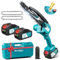 Motosierra inalámbrica SeeSii Mini CH820+, 8, 2 baterías 4000mAh, lubricación automática. Ideal para poda, corte de madera y camping. Portátil y eficiente.