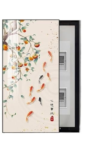 HAGJII Cache Compteur Electrique Mural Pas De Coup De Poing Verticale Couvercle De Panneau électrique, Cache Tableau Electrique Decoratif Cachette des Peintures(60 * 120cm,15)