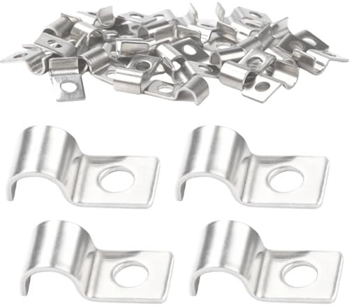 HARY 50 Stück Kabelschellen Ø 6-7 mm Befestigungsschelle Metall Kabelschellen zum Schrauben Einloch U Bügelschelle Rohrschellen
