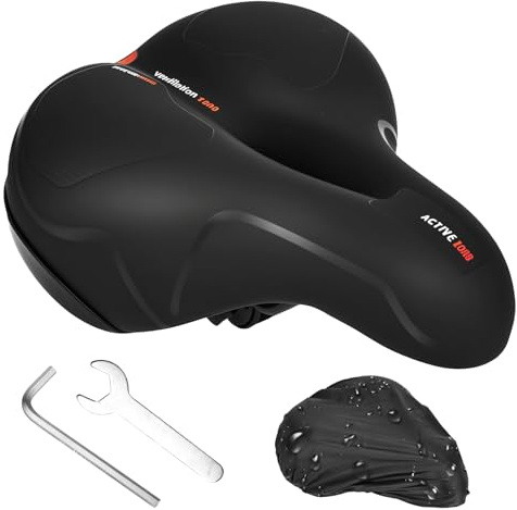 DMJJSD Fahrradsattel Damen Herren, 2025 Neue Aufrüstung Ergonomisch Fahrrad Sattel, weicher, komfortabel, atmungsaktiv,stoßdämpfend, Memory Foam, Gel Fahrradsitz mit Wasserdicht Fahrradsattel Überzug
