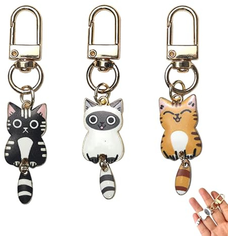 ZesNxj 3 Stück Schlüsselanhänger Katze, Lustiger Katzen Schlüsselanhänger, Süßer Katze Lustig Für Taschen & Rucksäcke, Katzenliebhaber