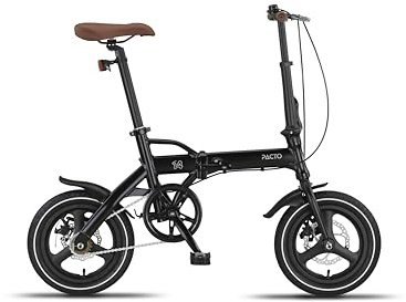 PACTO 14 - Folding Bike - Aluminum frame - Lightweight & compact - 14 inch - Disc brakes - Dutch quality foldable bike - Black