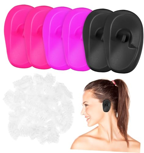 WEKADRIN 206pezzi Copri Orecchie Usa e Getta in Silicone Per Parrucchieri Cuffie Protettive Per Orecchie Comode e Sagomate Per Tinta Capelli Doccia e Protezione Quotidiana