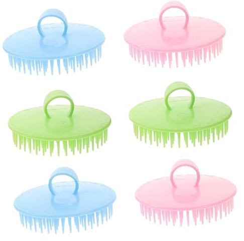 MOTHNUR 6 Stück Shampoo Kopfhautmassagebürsten Kleiner Kopfwäscher Aus Bpa Freiem Silikon Flexibel Mit Griff Für Sanfte Kopfhautreinigung Und Peeling Bei Haarpflege Entspannung