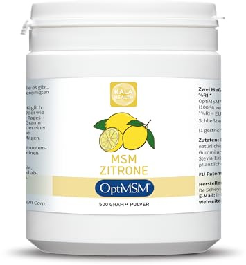 Kala Health OptiMSM Pulver Zitronengeschmack – 100% Reines MSM Schwefelpulver – Natürliches Methylsulfonylmethan – Mit Echtem Zitronenaroma aus Natürlichen Aromen – Ohne Zusätze (500)