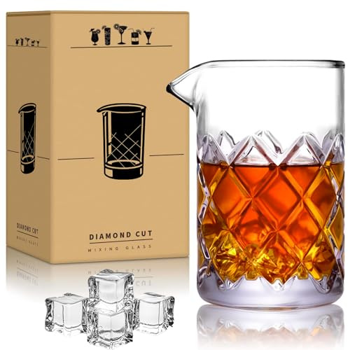 TUOJOYNFON Shaker cocktail - Bicchiere per Miscelare Cocktail 24 oz, Mixing Glass, Bicchieri da Mescolare in Cristallo, Fondo Pesante Spesso - Strumenti per Baristi del Bar, Kit Barman per Cocktail