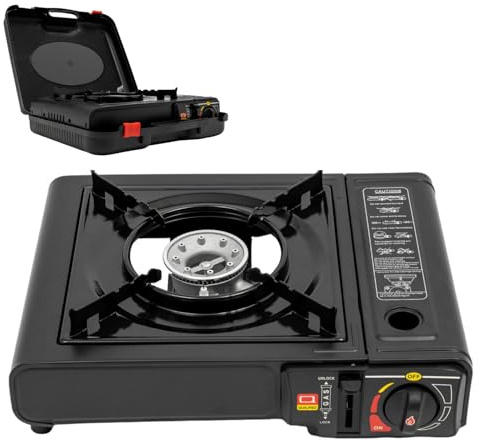 DAOHHFO Tragbarer Camping Gasgrill, Faltender Grill im Freien mit Piezo-Zündvorrichtung, Balkon-Grill Tischgrill Campingkocher Tragbarer Koffer Gas Grills BBQ für Camping, Reisen, Trekking