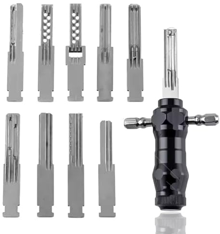 Tubular Lock Pick Set, 9-in-1 Precision Unlocking Tool Multipurpose Protable Tubular Lock Pick Tool Kit Fits Most TubularLocks for Locksmiths (1set)
