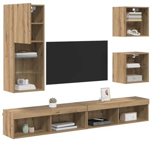vidaXL TV Wand Einheiten mit LED 5 STK. Artisan-Eiche 100 x 30 x 30 cm