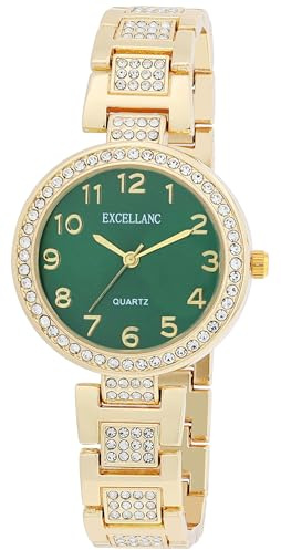 Excellanc Damenuhr aus Metall in Gold, in Einer Länge von 20 cm, Klassisches Design für Jede Frau