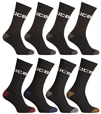 JCB Apparel Bumper Pack Socks - Men's Work Multipack - Black - UK 6-11, EUR 39-46