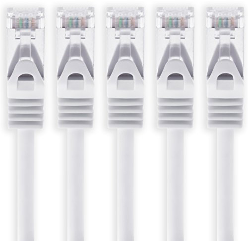 1aTTack.de 10m - Weiss - 5 Stück Cat7 Netzwerkkabel SFTP Patchkabel Lankabel Rohkabel 10GB/s - 500 Mhz konfektioniert mit 2 RJ45 Stecker Cat 6a