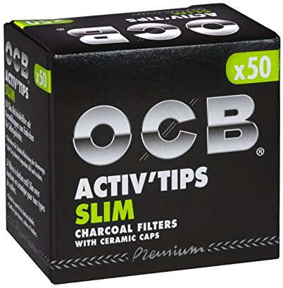 OCB ActivTips Slim 7 mm Activated Carbon Filter with Ceramic Caps 5 x 50 Pieces