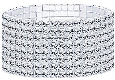 Finrezio Strass Armband Für Frauen Hochzeit Armband Glänzender Kristall 1-8 Reihe