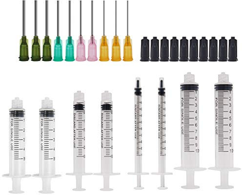 Shintop 20 Pack Syringes with Blunt Tip, 1/3/5/10ml Syringe with Dispensing Needles and Syringe Cap for Experiments, Industrial Use