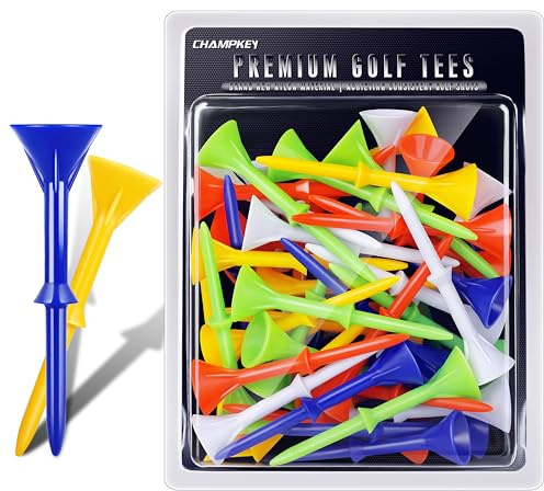 CHAMPKEY 3-1/4 Premium Plastic Golf Tees|Excellent Durability and Stability Tees | Choose Between 25 Pack and 50 Pack