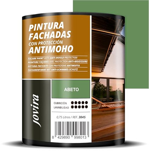 JOVIRA PINTURAS PINTURA FACHADAS ANTIMOHO. Repelente al agua, impermeable y anti fisuras. (750 Mililitros, Abeto)
