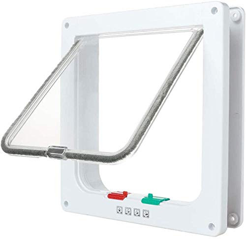 Cat Flap Pet Door For Cats Pet Dog Flap Door Medium Dog Door Pet Supplies Cat Door Cat Hole Dog Door Hole Controllable Access Direction Pet Door Cat Kennel-White_Medium Uptodate