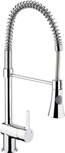 Cornat Spültisch-Einhebelarmatur Fuerte - Hochwertiger Messingkörper - verchromt - Flexibler Feder-Auslauf - Mit Brause-Arretierung / Hochdruck-Armatur / Küchenarmatur / Wasserhahn / FUE53